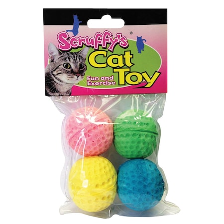 Boss Scruffys Assorted Foam Sponge Balls Cat Toy Large 4 pk A04467